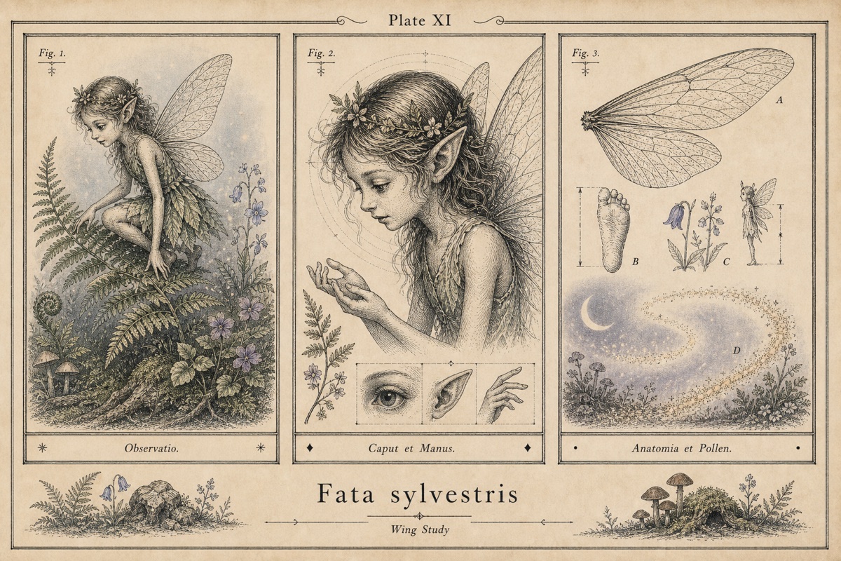 Antique scientific plate of a fairy