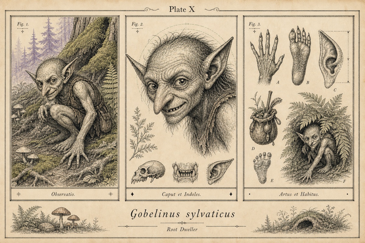 Antique scientific plate of a goblin