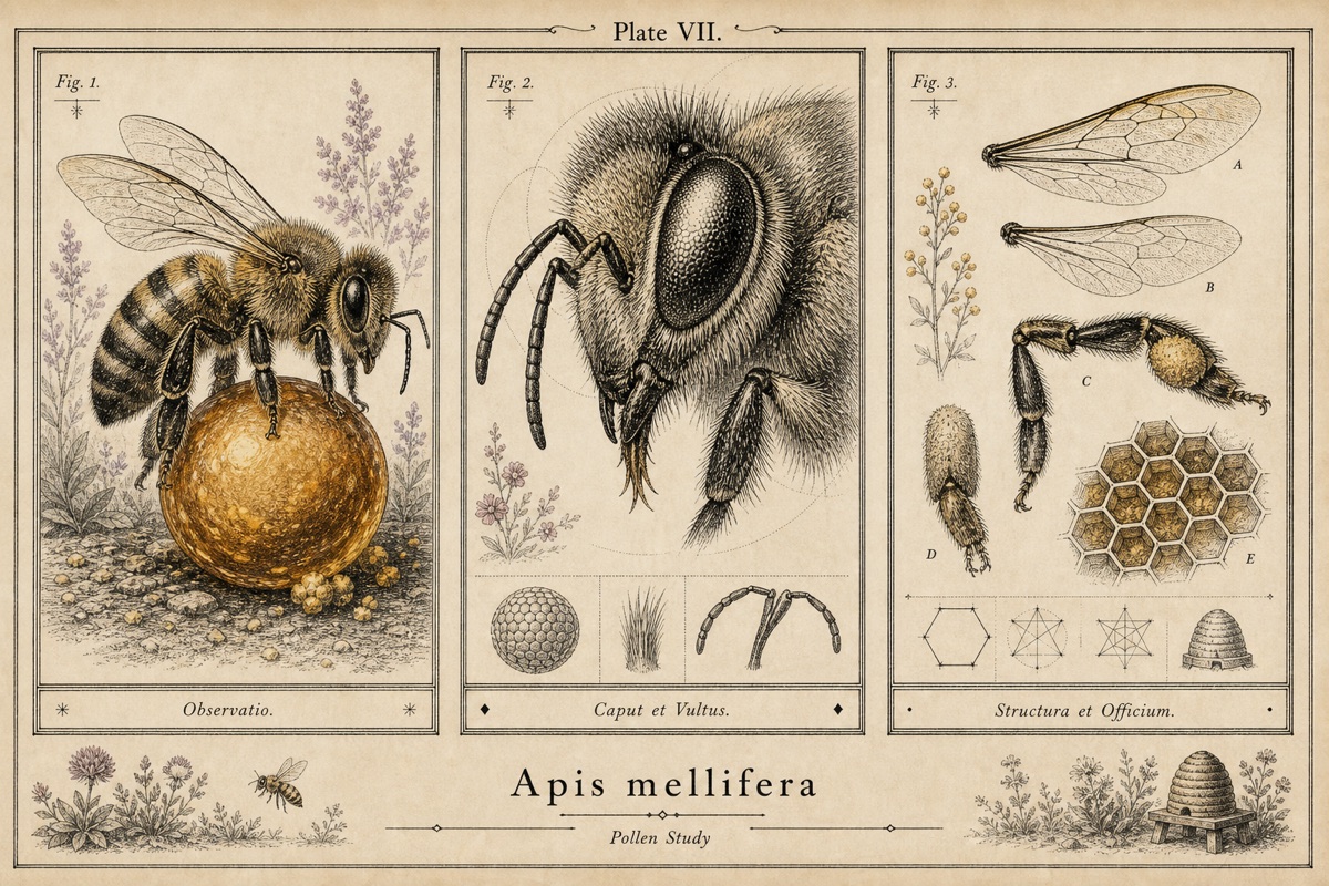 Antique scientific plate of a honey bee