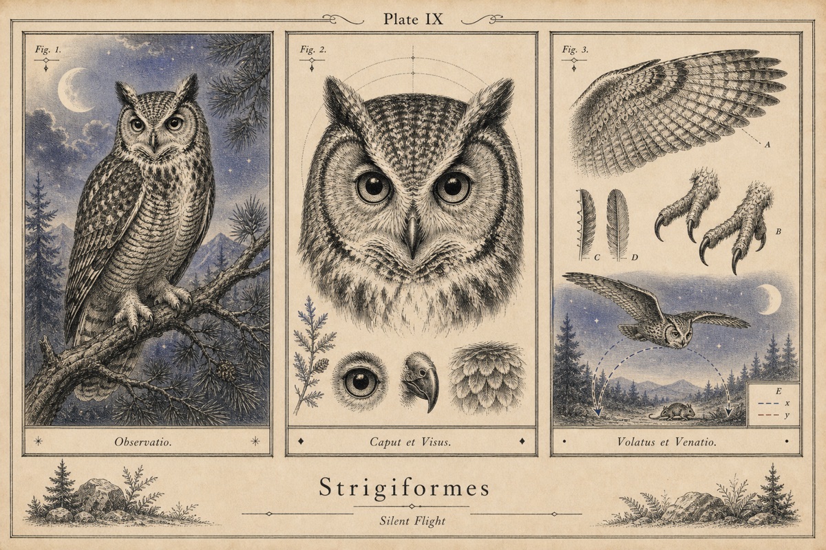 Antique scientific plate of an owl